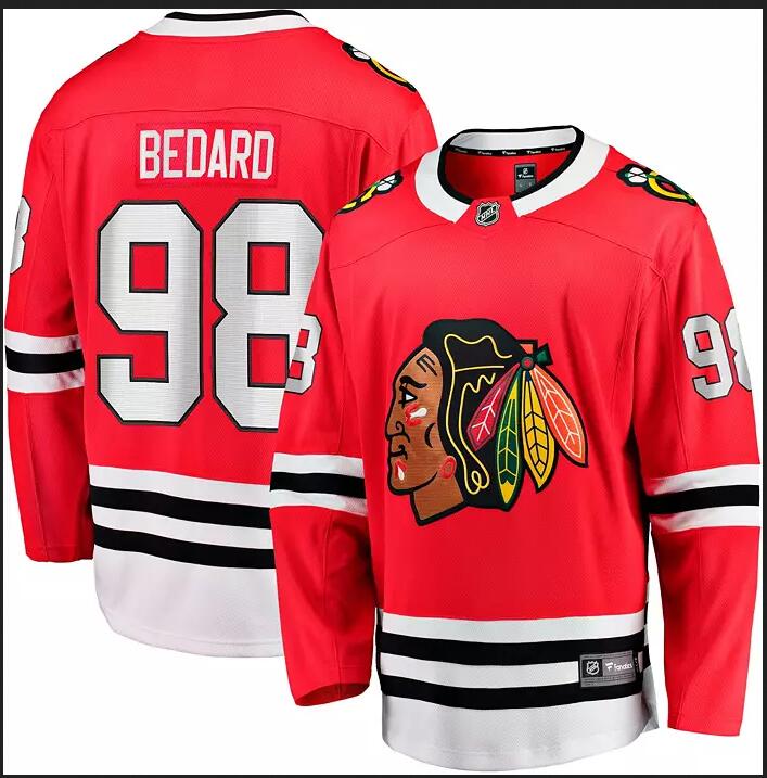 2023 NHL Men Fanatics Chicago Blackhawks  #98 Connor Bedard Draft Home Breakaway red Jersey